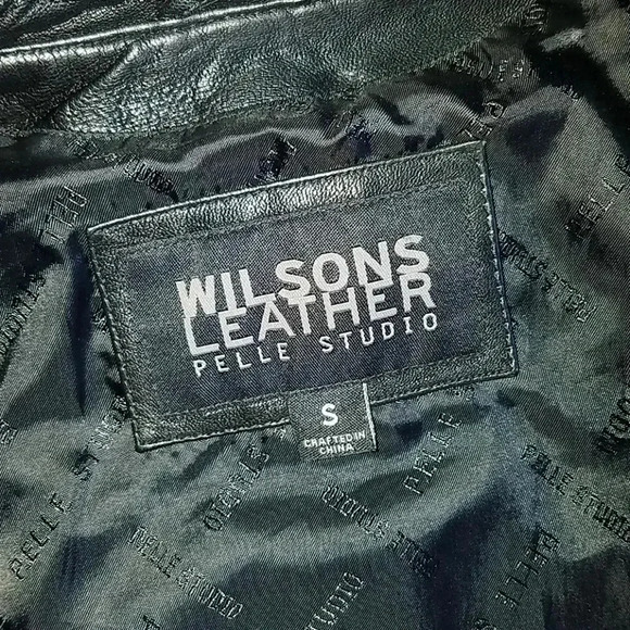 Vintage 90s Wilsons Pelle Studio black leather jacket Size Small - Picture 3 of 8